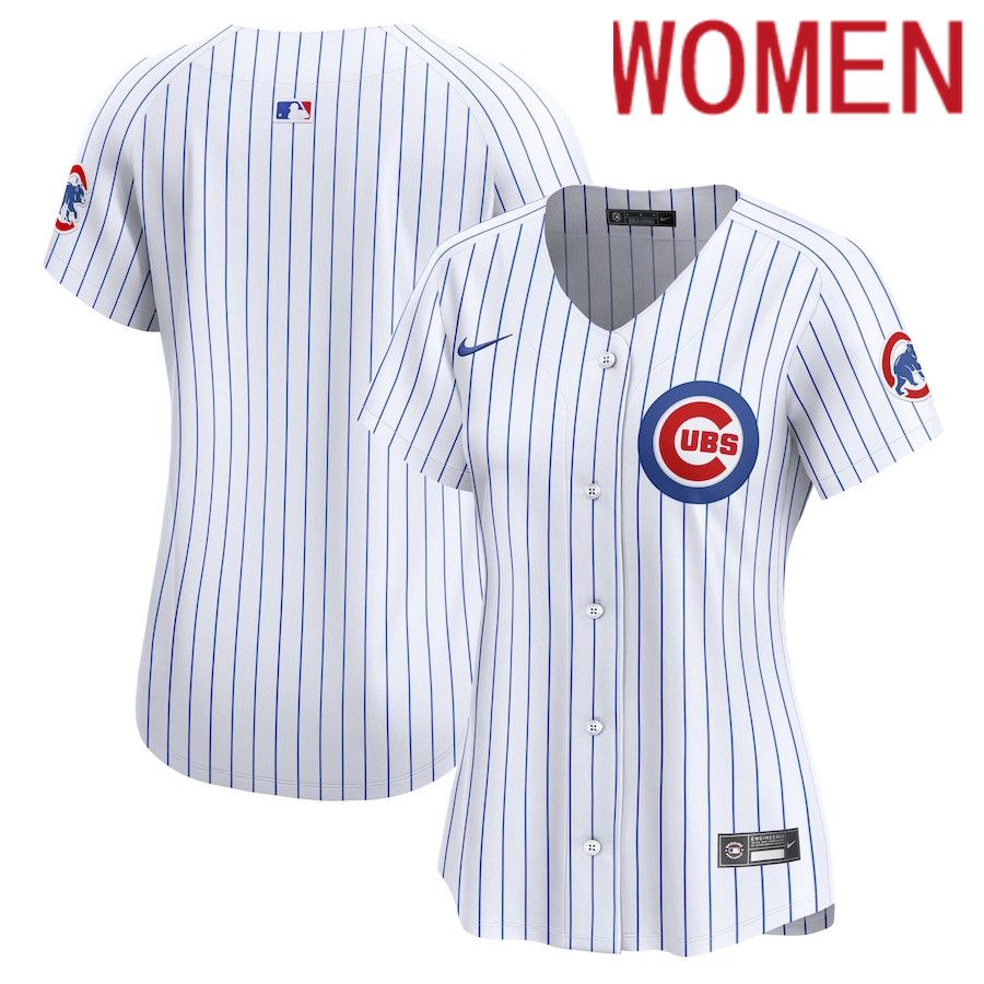 Women Chicago Cubs Blank Nike White Home Limited MLB Jersey->->